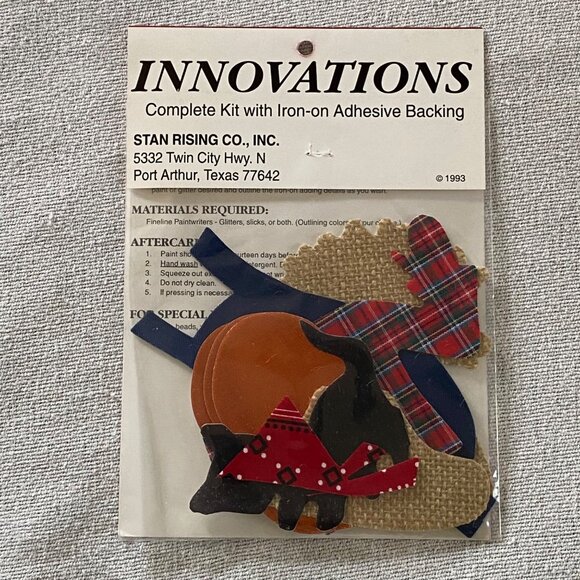 Vintage 1990s Innovations Designer Iron On Kit Autumn Scarecrow Cat Design Kit - Picture 4 of 6